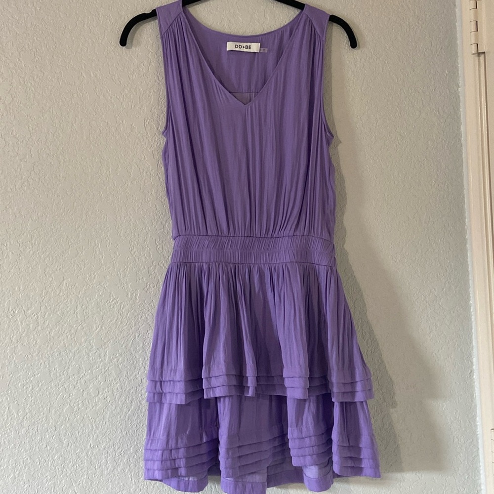 DO+BE Soft Lavender Tiered V-Neck Mini Dress